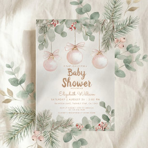 Invitation Fancy floral bow aquarelle rose bébé shower