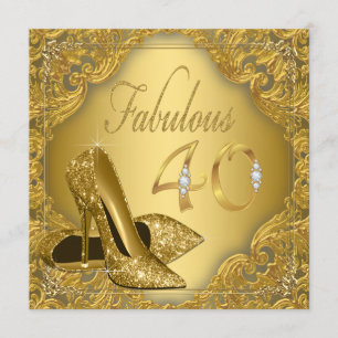Invitation Fancy Gold High Heel Fabulous 40e anniversaire