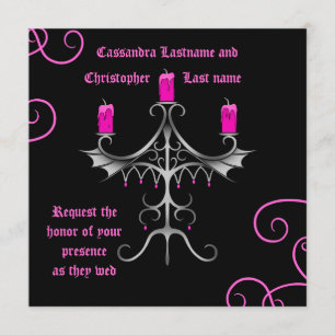 Invitation Fancy gothique chandelabra rose chaud sur la nupti