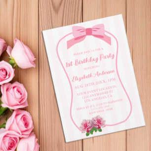 Invitation Fancy One Arc Floral 1er Anniversaire