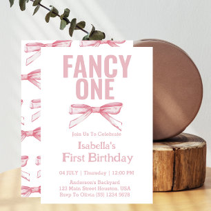 Invitation Fancy One Arc Rose Coquette Fille 1er Anniversaire