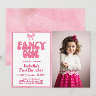 Invitation Fancy One Coquette Girl 1er Anniversaire Rose