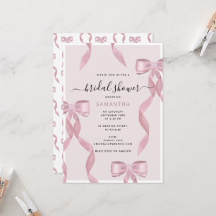 Invitation Fancy Pink Bow thème Fête des mariées fille