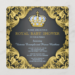 Invitation Fancy Prince Baby Shower Bleu Bébé