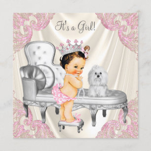 Invitation Fancy Princess Baby Shower Chaise Ivory Rose