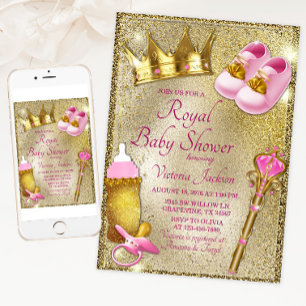 Invitation Fancy Princess Rose Gold Baby Shower