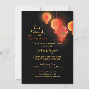 Invitation Fancy Red Paper Lanterns Dîner de répétition Maria