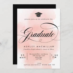 Invitation Fancy Rose Aquarelle Laver Parti de Graduation