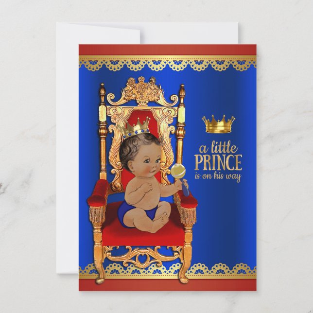 Invitation Fancy Royal Ethnic Prince Baby shower (Devant)