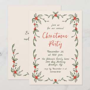 Invitation Fantaisie Main dessinée Whimsical Noël Fête