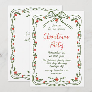 Invitation Fantaisie Main dessinée Whimsical Noël Fête