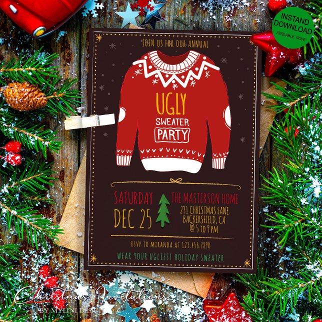 Invitation Fantaisie moche fête de Noël (Créateur téléchargé)