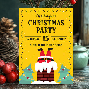 Invitation Fantaisie Père Noël Chimney Christmas Party