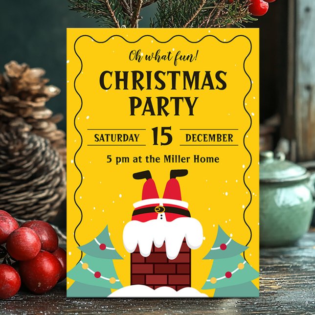Invitation Fantaisie Père Noël Chimney Christmas Party (Créateur téléchargé)