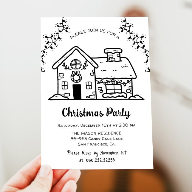 Invitation Fantaisie simple pain d'épices Maison Noël (Créateur téléchargé)
