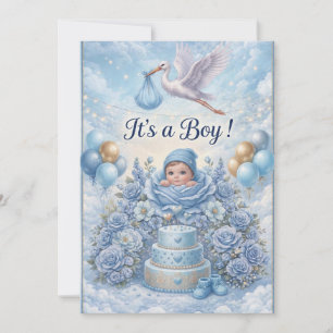 Invitation Fantasque C'est un Garçon Baby Shower Stork