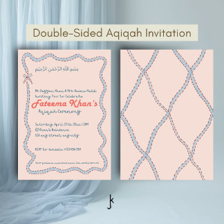 Invitation Fantasque ondulation de rose carmin et de bleu dou
