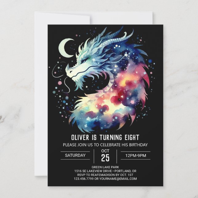 Invitation Fantastique Dragon Enfants d'anniversaire (Devant)