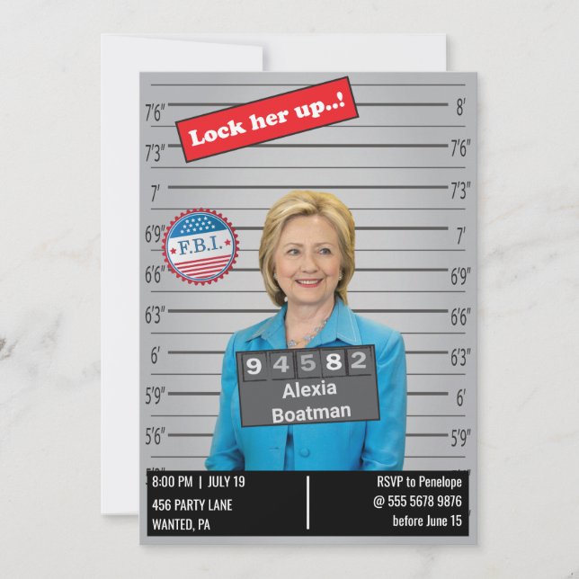 Invitation Fantastique Police Femme Mugshot Anniversaire Plai (Devant)