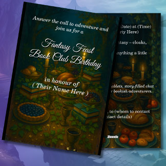 Invitation Fantasy Feast Book Club Birthday Party