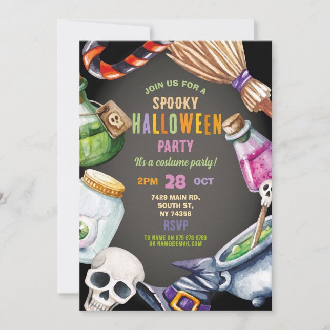Invitation Fantôme Anniversaire Maison Hantée Halloween Éffra (Devant)