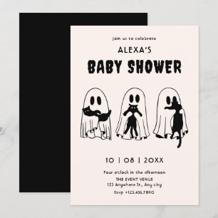 Invitation fantôme de chat noir bébé drôle showering