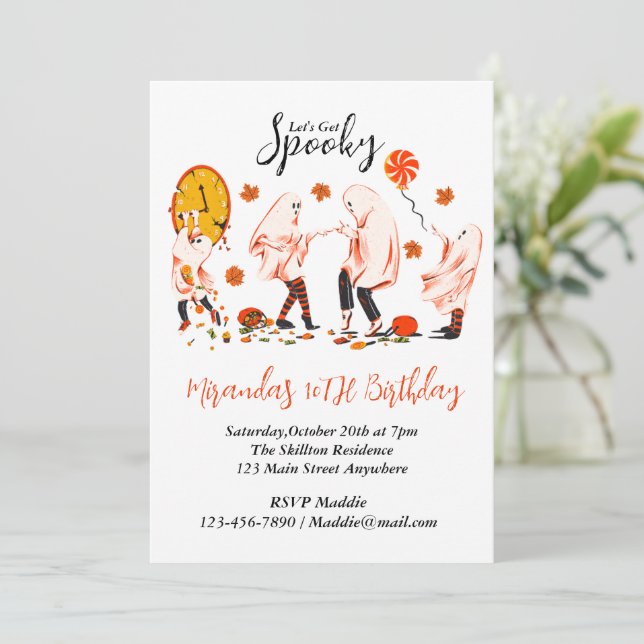Invitation Fantôme Éffrayant avec la fête de l'ami (Debout devant)