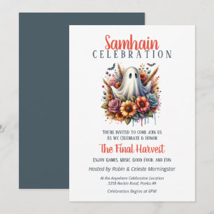 Invitation Fantôme floral Samhain récolte Halloween Party
