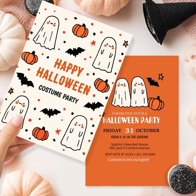 Invitation Fantôme mignon et Halloween Citrouille (Créateur téléchargé)