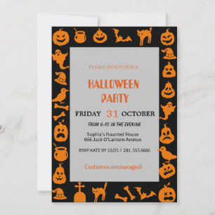 Invitation Fantôme mignon et Halloween Citrouille