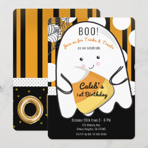Invitation Fantôme Mignon Halloween Anniversaire UN 1er Fête 