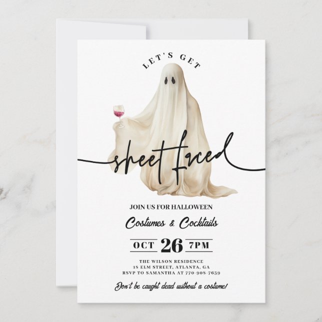Invitation Fantôme Obtenons la feuille face à drôle Halloween (Devant)