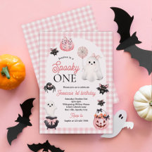 Fantôme rose éffrayant Halloween 1er anniversaire
