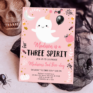 Invitation Fantôme rose Trois Esprit Halloween Anniversaire