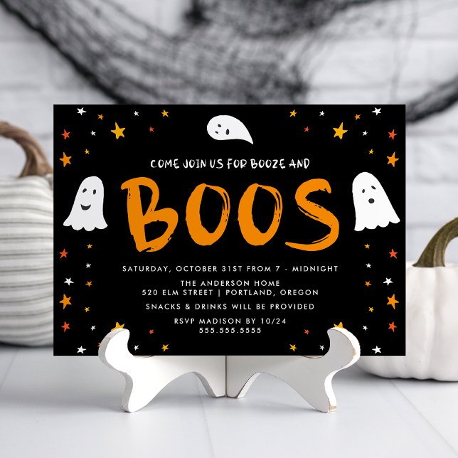 Invitation Fantômes flottants Boos et Booze Halloween Party (Créateur téléchargé)