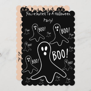 Invitation fantômes rigolotes criant boo black halloween Part