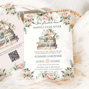 Invitation Fard à joues Ivoire Floral Vintage Livres Mariage