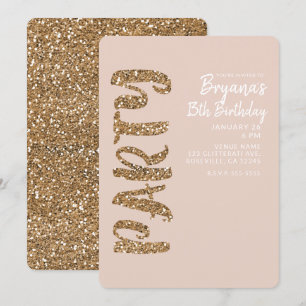 Invitation Fard à joues Rose Gold Pailleté pour fête d'annive