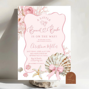 Invitation Fard Rose Bohème Été Plage bébé Baby Shower