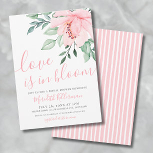 Invitation Fard Rose Floral L'Amour Est En Fleur Salle de Fêt