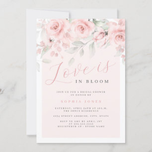 Invitation Fard rose floral L'amour est en fleurs Mariage 