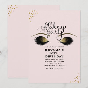 Invitation Fard Rose Gold Makeup Cils Soirée Evénement