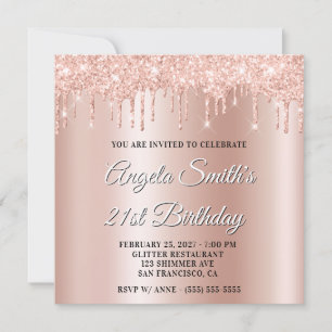 Invitation Fard scintillant gouttes Rose Gold Ombré ombre por
