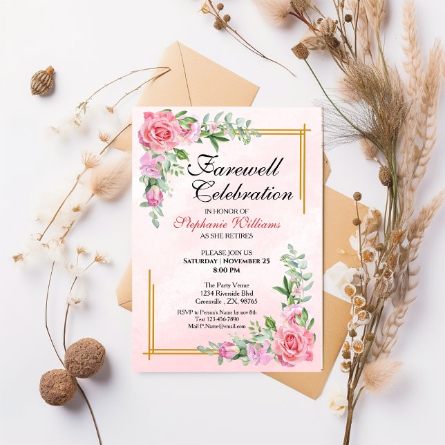 Invitation Farewell Party Floral Classic Élégant (Créateur téléchargé)