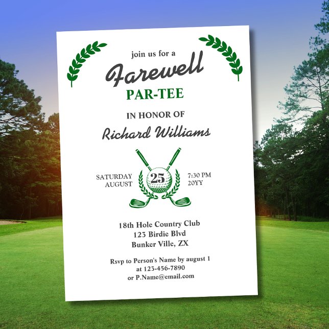 Invitation Farewell Retraite Golf Club Wreath Fête à thème (Créateur téléchargé)