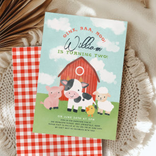 Invitation Farm Animal Boys Barnyard 2e anniversaire
