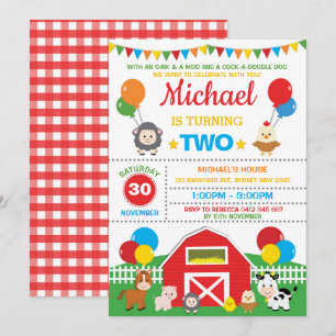 Invitation Farm Animals Barnyard Birthday Party PettZoo