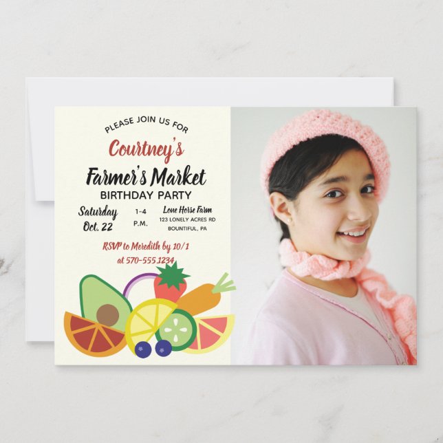 Invitation Farmer's Market Birthday Party Photo (Devant)