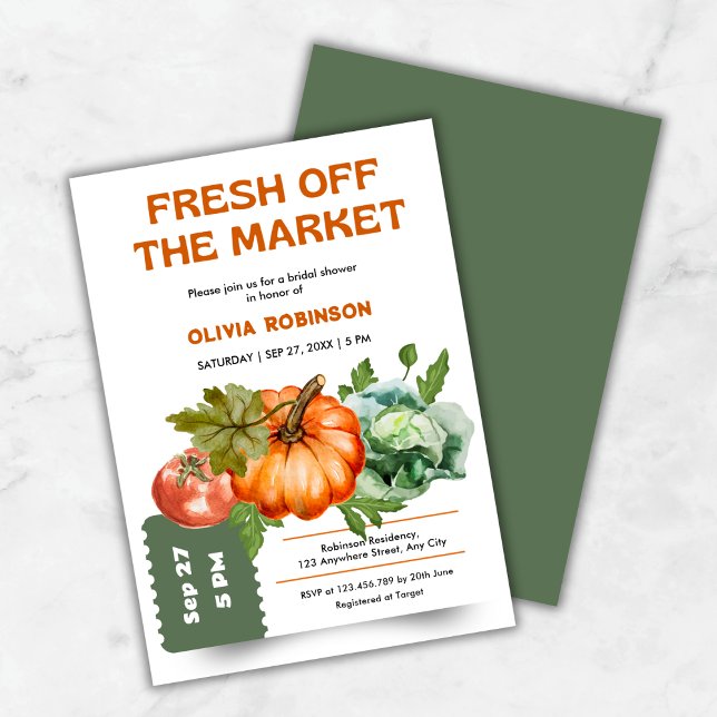 Invitation Farmers Market Fresh Off the Market Bridal Shower  (Farmers Market Fresh Off the Market Bridal Shower Invitation )