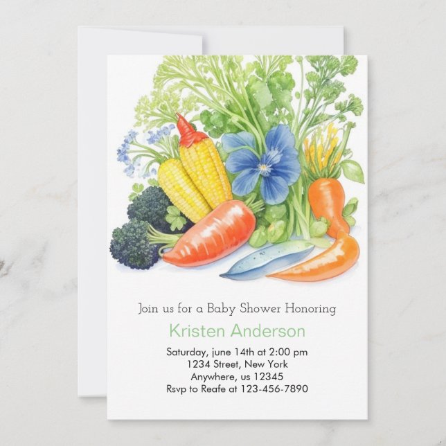 Invitation Farmers Market Veggie Delight Baby shower (Devant)